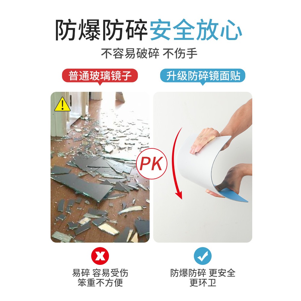全身穿衣鏡子學生宿舍軟鏡子貼墻亞克力自粘貼片壁掛全身穿衣鏡子-細節圖3