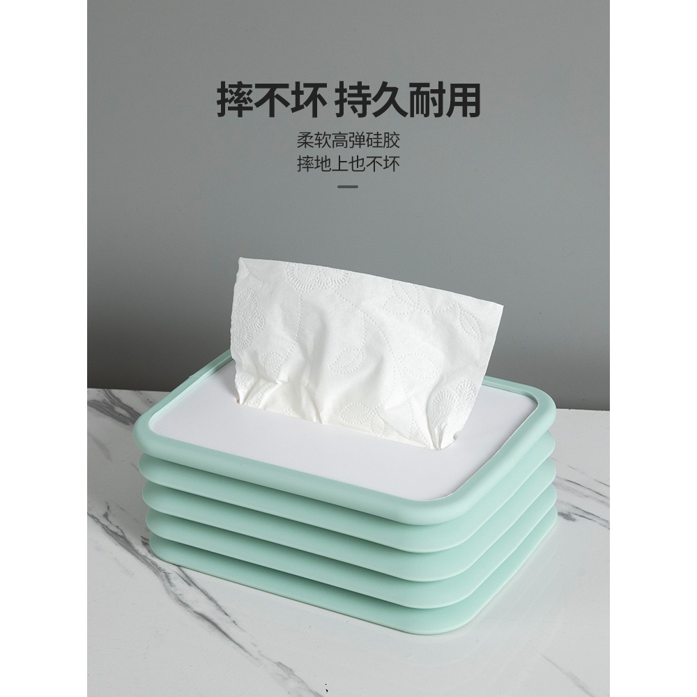 硅膠紙巾盒折疊創意抽紙盒升降家用餐廳茶幾簡約風琴桌面餐巾紙盒-細節圖4