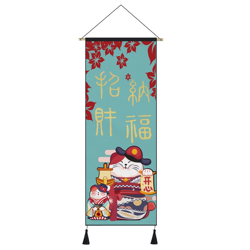 日式和風布藝裝飾畫料理店招財貓掛毯餐廳掛畫壽司店居酒屋掛旗-細節圖7