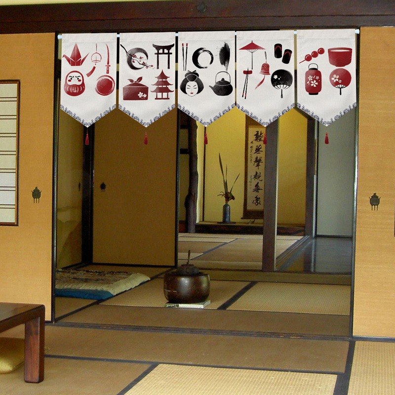 日式和風布藝掛簾客廳餐廳廚房門簾隔斷簾居酒屋三角掛旗裝飾門旗-細節圖2