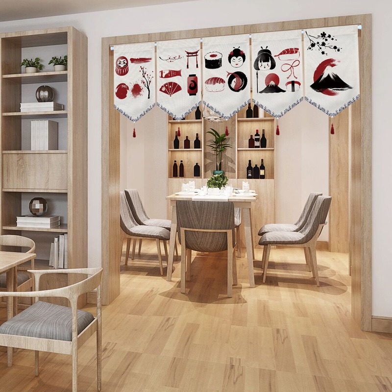 日式和風布藝掛簾客廳餐廳廚房門簾隔斷簾居酒屋三角掛旗裝飾門旗-細節圖3