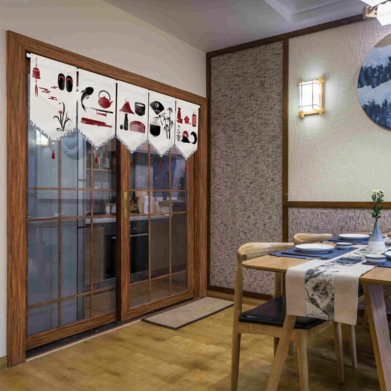 日式和風布藝掛簾客廳餐廳廚房門簾隔斷簾居酒屋三角掛旗裝飾門旗-細節圖4