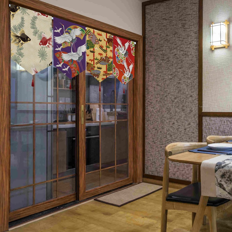 定製日式門簾和風布藝掛簾客廳廚房隔斷簾居酒屋茶室裝飾掛旗短簾-細節圖3