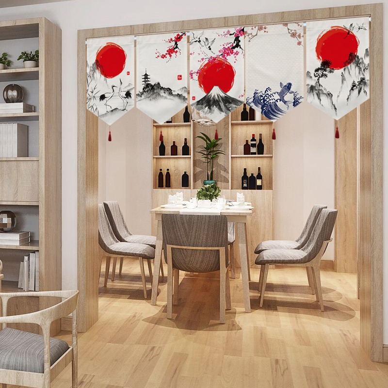 定製日式門簾和風布藝掛簾客廳廚房隔斷簾居酒屋茶室裝飾掛旗短簾-細節圖4