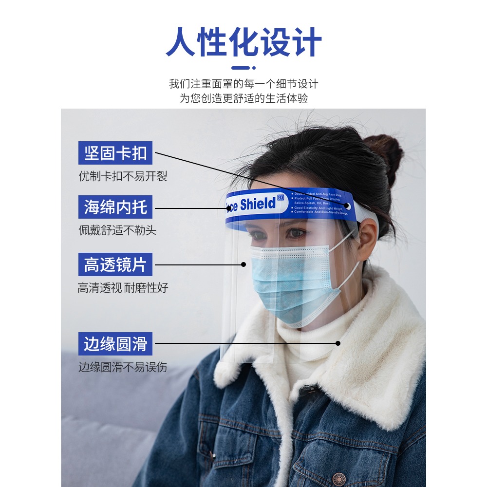 廚房防護面罩炒菜防霧防油賤女士面具防護防燙防油煙透明護臉神器-細節圖3