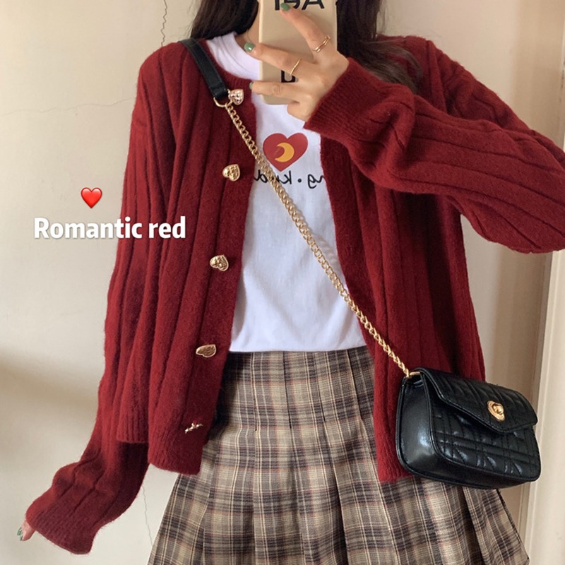 網紅chic港味針織衫女秋冬韓版短款寬松慵懶外穿開衫毛衣外套-細節圖4