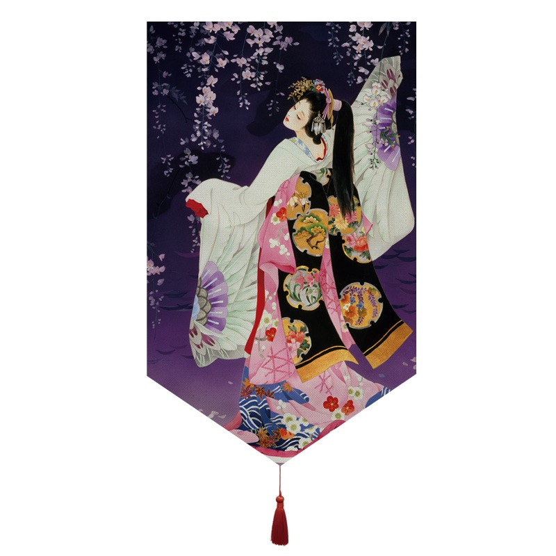 日式掛簾和服仕女圖裝飾掛旗客廳玄關臥室隔斷簾臥室布藝門簾短簾-細節圖8