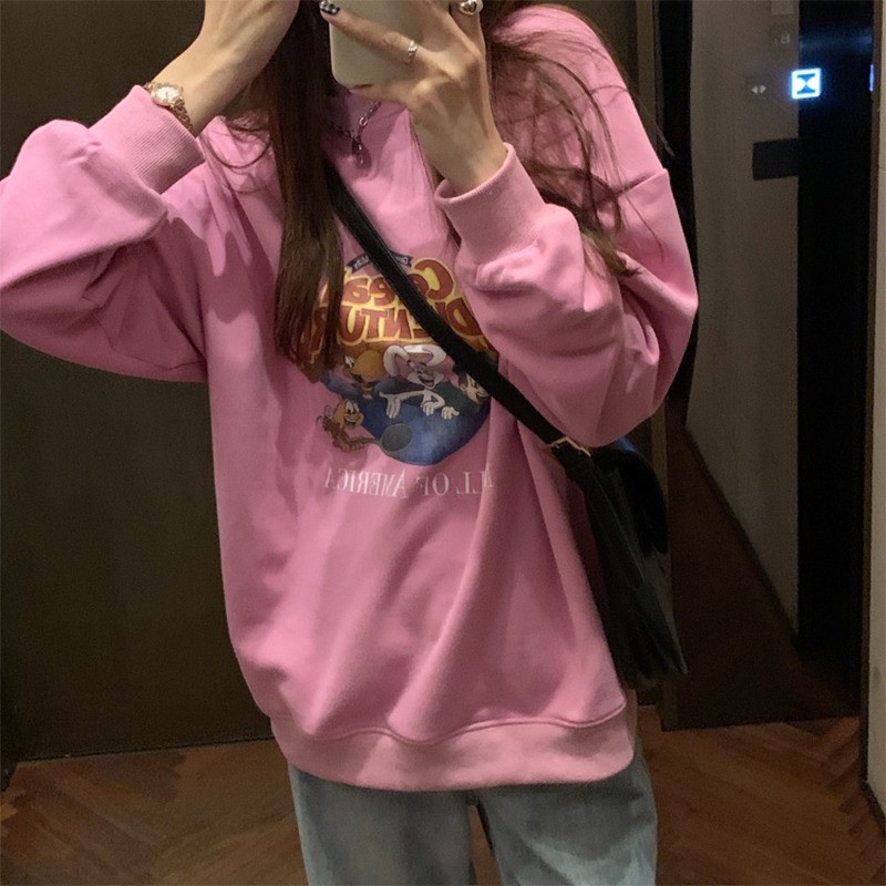 日系古著港風chic衛衣女春秋韓版寬松薄款外套ins潮學生百搭上衣-細節圖2