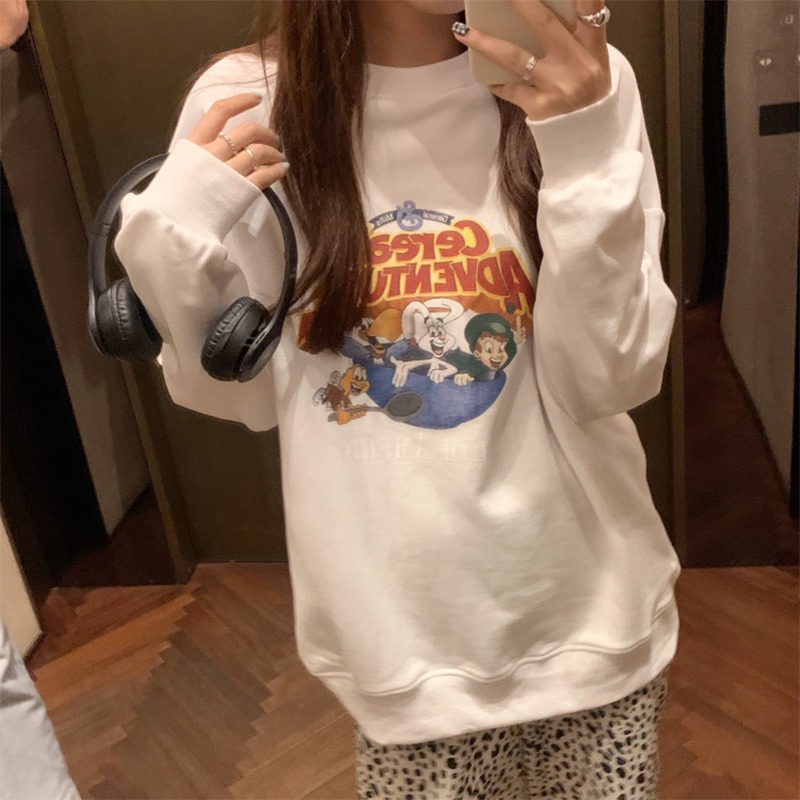 日系古著港風chic衛衣女春秋韓版寬松薄款外套ins潮學生百搭上衣-細節圖3
