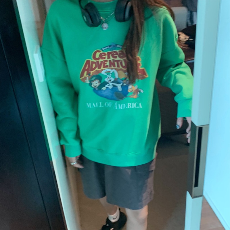 日系古著港風chic衛衣女春秋韓版寬松薄款外套ins潮學生百搭上衣-細節圖4