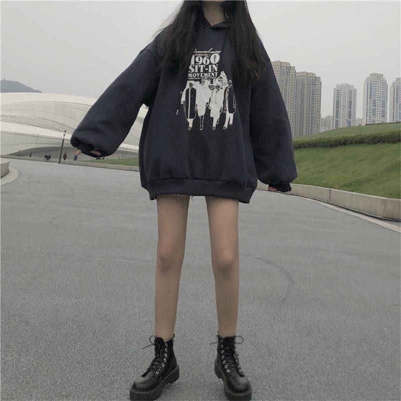 超火cec衛衣女秋冬加絨加厚寬松韓版外套ins潮慵懶風bf學生上衣服-細節圖3