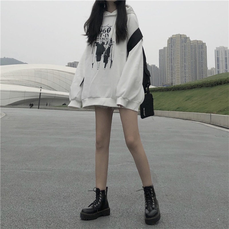 超火cec衛衣女秋冬加絨加厚寬松韓版外套ins潮慵懶風bf學生上衣服-細節圖4