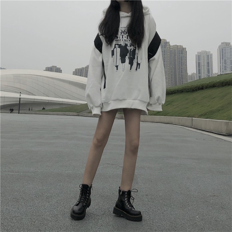 超火cec衛衣女秋冬加絨加厚寬松韓版外套ins潮慵懶風bf學生上衣服-細節圖5