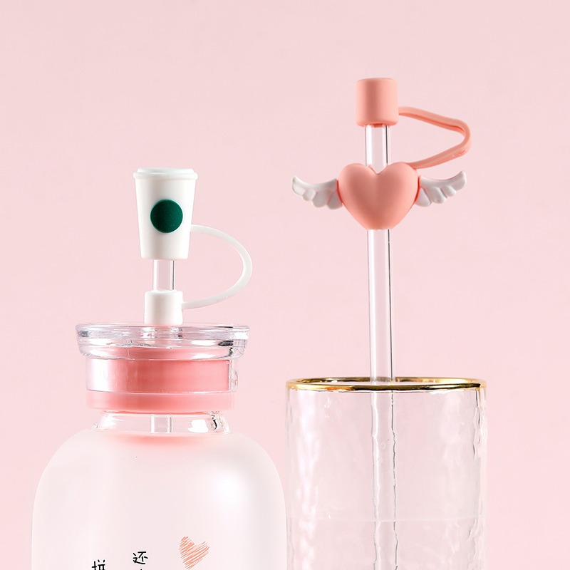 防塵吸管套網紅可愛少女硅膠吸管帽通用8mm食品級吸管保護防塵蓋-細節圖2