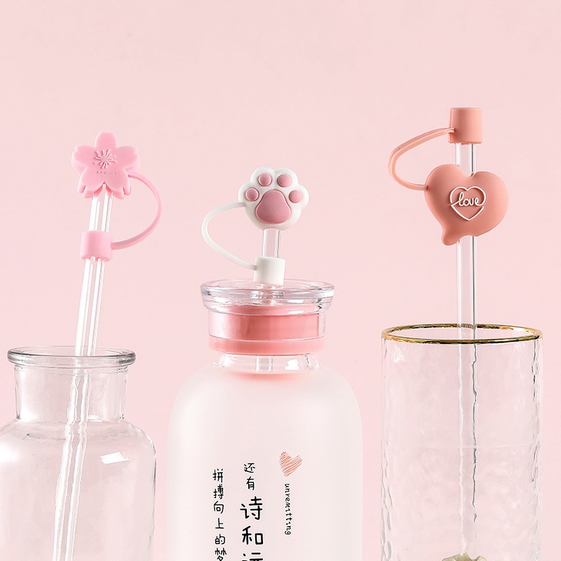 防塵吸管套網紅可愛少女硅膠吸管帽通用8mm食品級吸管保護防塵蓋-細節圖3