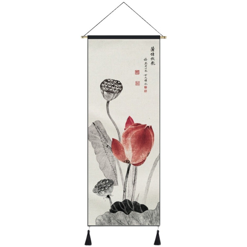 中式風裝飾畫掛毯ins背景墻掛布背景布電表箱遮擋布棉麻布藝掛畫-細節圖5