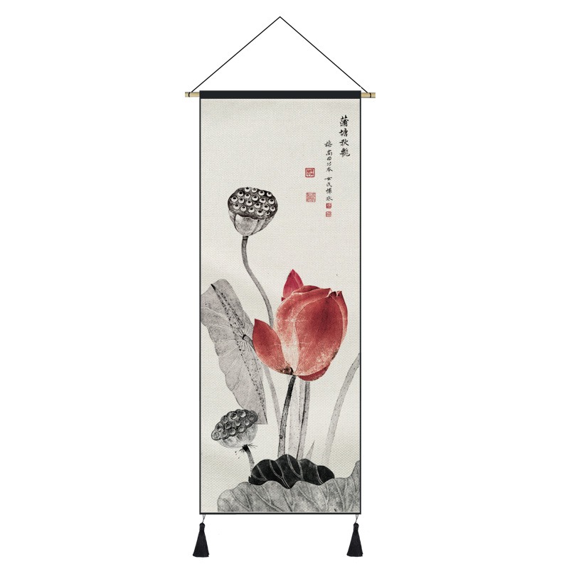 中式風裝飾畫掛毯ins背景墻掛布背景布電表箱遮擋布棉麻布藝掛畫-細節圖6