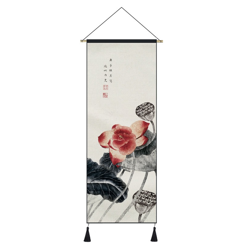 中式風裝飾畫掛毯ins背景墻掛布背景布電表箱遮擋布棉麻布藝掛畫-細節圖7