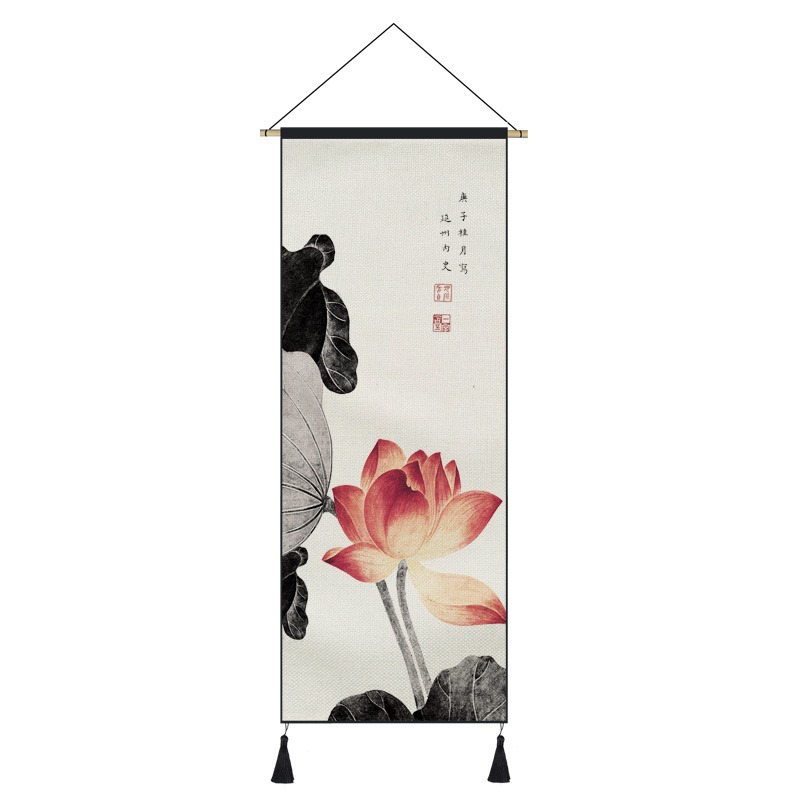 中式風裝飾畫掛毯ins背景墻掛布背景布電表箱遮擋布棉麻布藝掛畫-細節圖8