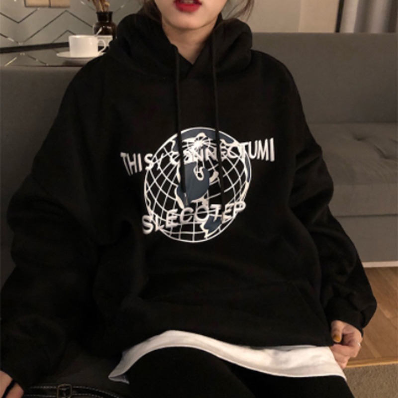 waitmore超火cec衛衣女冬ins韓版寬松bf慵懶風學生連帽chic上衣服-細節圖2
