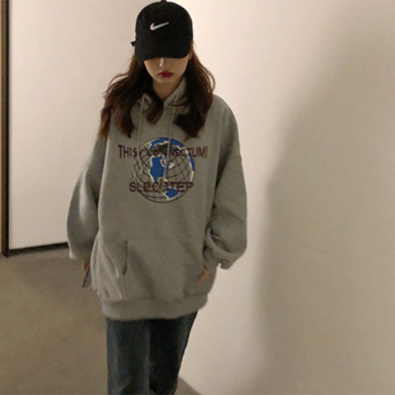 waitmore超火cec衛衣女冬ins韓版寬松bf慵懶風學生連帽chic上衣服-細節圖5