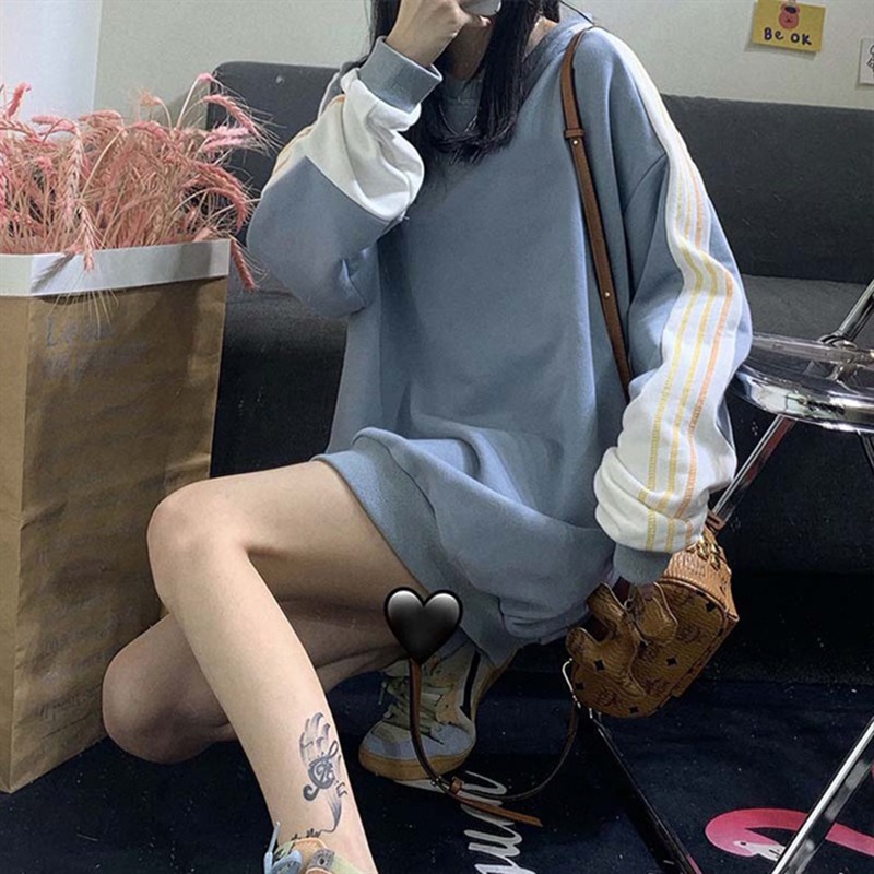 日系古著vintage衛衣女冬ins韓版寬松bf慵懶風加絨加厚無帽上衣服-細節圖3