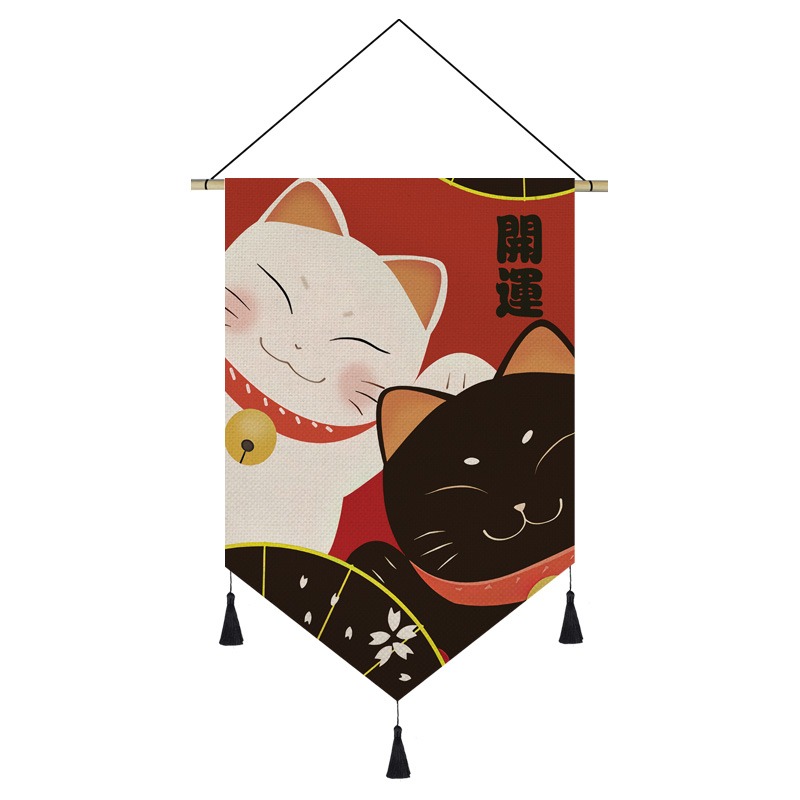 日式掛布裝飾畫料理店招財貓掛毯餐廳布藝掛畫壽司店居酒屋掛旗-細節圖7