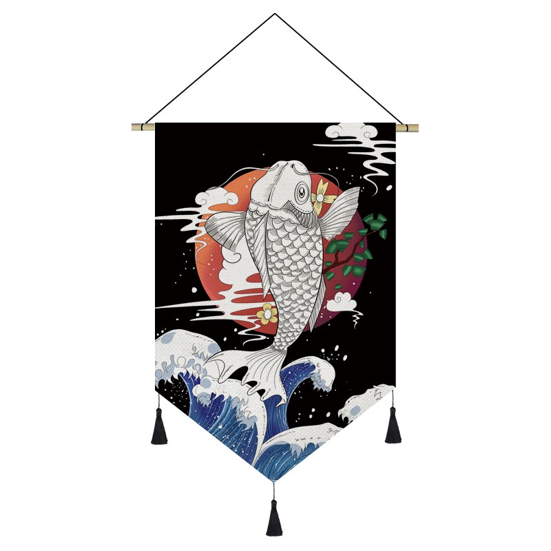 日式掛布裝飾畫料理店招財貓掛毯餐廳布藝掛畫壽司店居酒屋掛旗-細節圖8