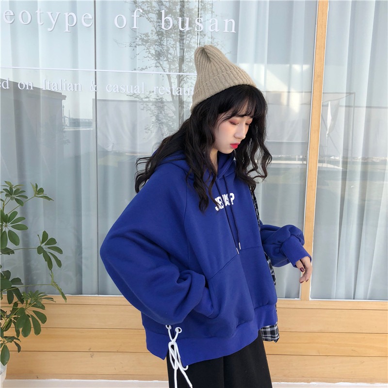 ins超火衛衣女秋冬季新款加絨加厚連帽外套韓版潮學生寬松上衣服-細節圖3