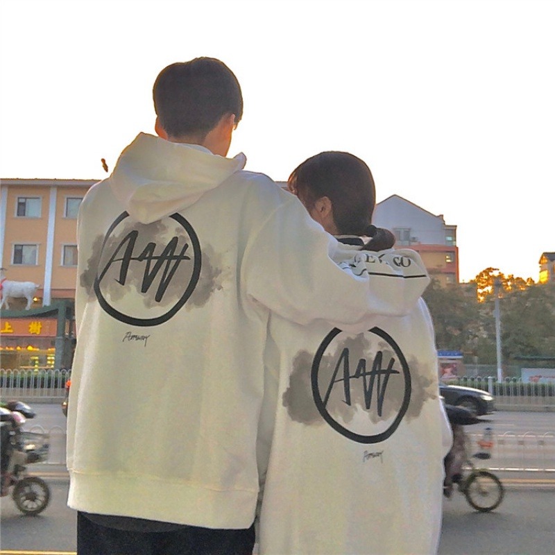 衛衣女寬松韓版年新款秋冬加絨上衣服慵懶風bf連帽外套潮ins-細節圖3