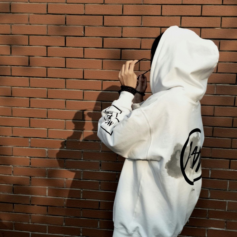 衛衣女寬松韓版年新款秋冬加絨上衣服慵懶風bf連帽外套潮ins-細節圖4