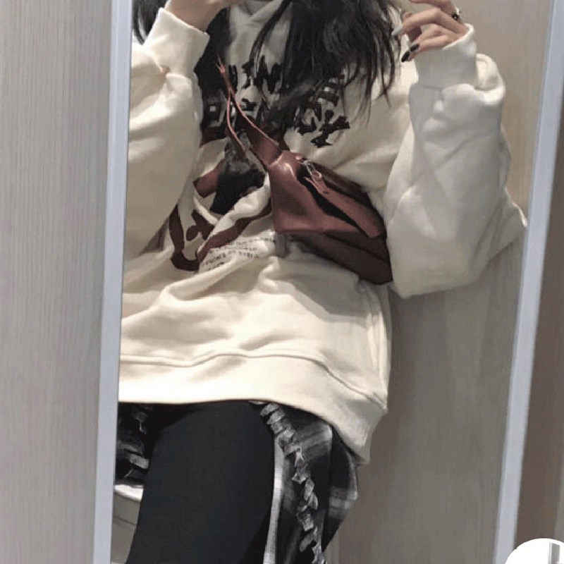chic港味衛衣女春秋季韓版寬松ins慵懶風bf學生連帽薄款外套上衣-細節圖2