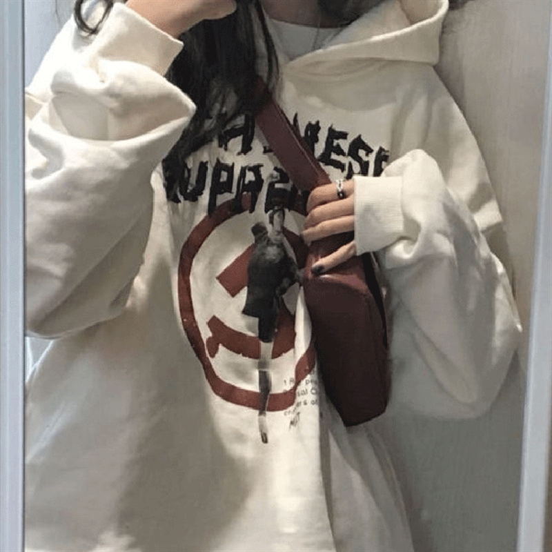 chic港味衛衣女春秋季韓版寬松ins慵懶風bf學生連帽薄款外套上衣-細節圖4