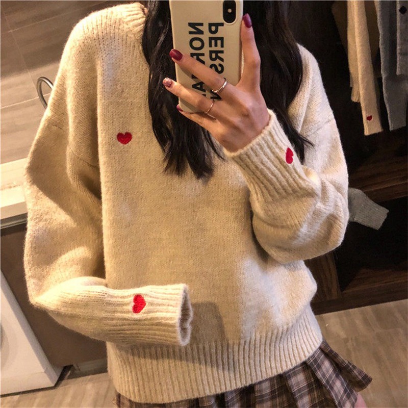秋冬季慵懶風毛衣女寬松韓版學生情侶裝bf網紅套頭加厚針織衫外套-細節圖3