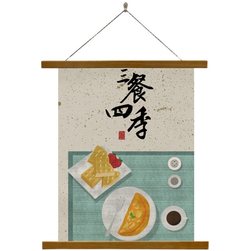 中式掛畫布藝小清新掛布創意餐廳飯店墻面裝飾畫美食小喫文藝掛毯-細節圖5
