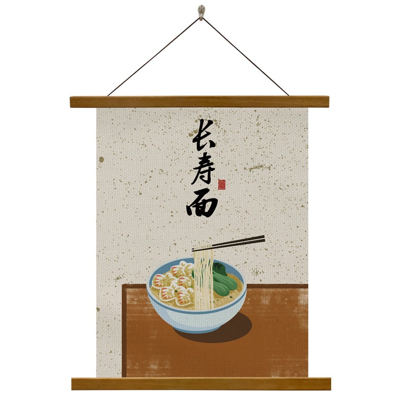 中式掛畫布藝小清新掛布創意餐廳飯店墻面裝飾畫美食小喫文藝掛毯-細節圖7