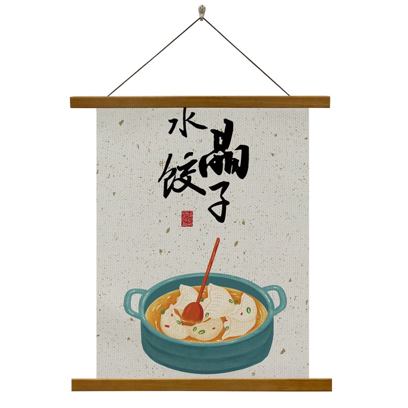 中式掛畫布藝小清新掛布創意餐廳飯店墻面裝飾畫美食小喫文藝掛毯-細節圖9