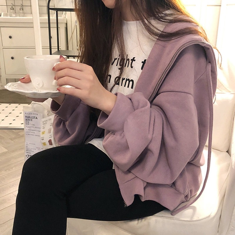 美式炸街waitmore衛衣女春秋韓版ins潮慵懶風bf薄款寬松拉鏈外套-細節圖4
