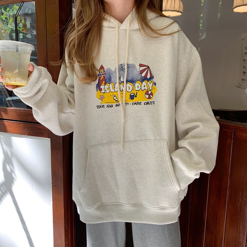 美式潮牌ulzzang衛衣女秋冬寬松韓版ins潮bf慵懶風加絨加厚上衣服-細節圖2