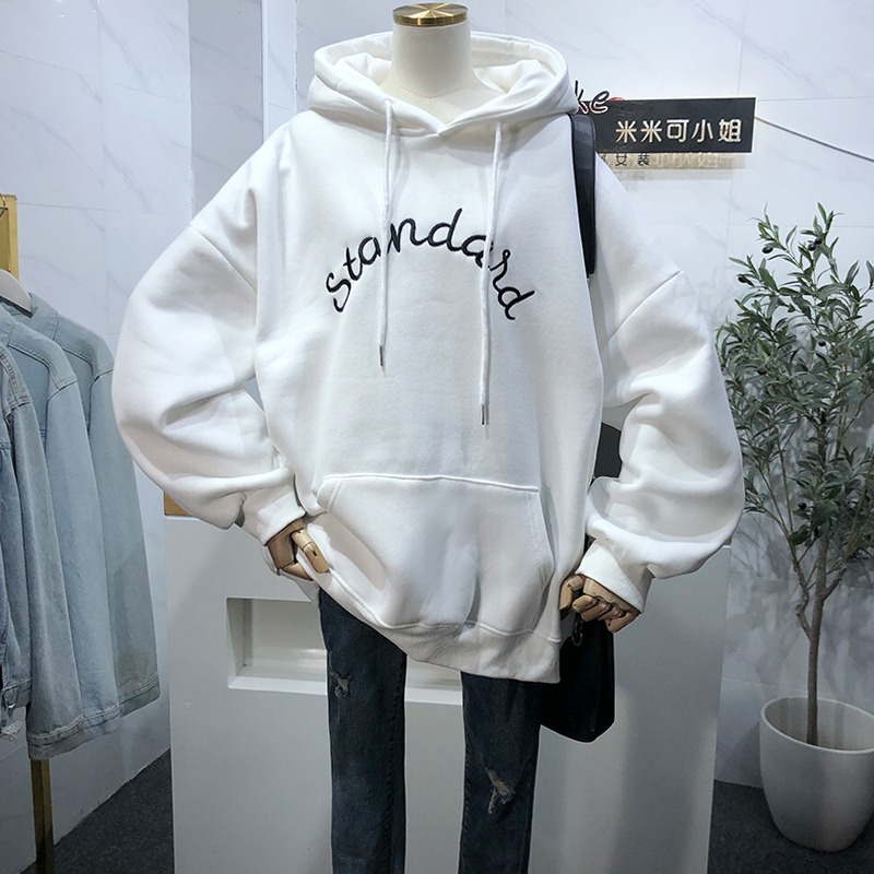 waitmore東大門衛衣女秋冬寬松韓版ins潮慵懶風加絨加厚連帽外套-細節圖5