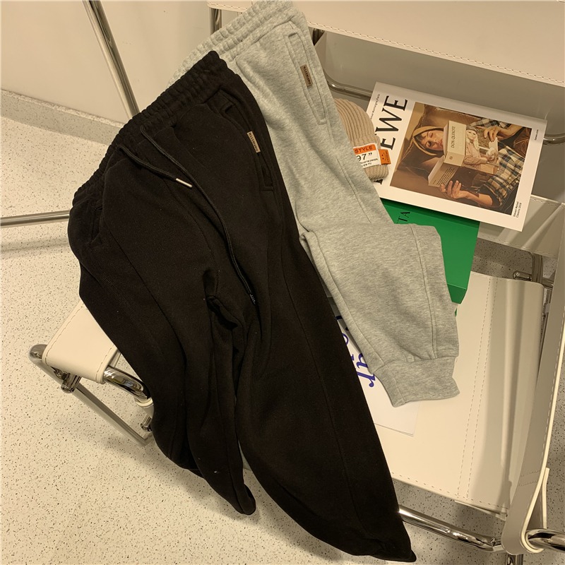 學生運動褲女秋冬季加絨加厚高腰顯瘦百搭休閑衛褲ins哈倫束腳褲-細節圖4