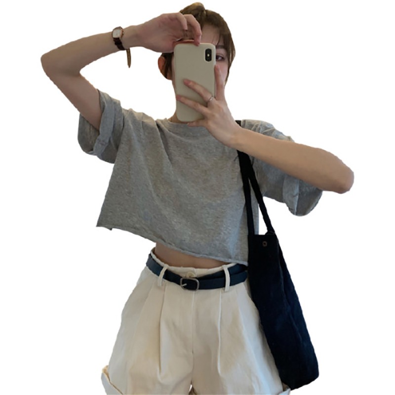 ins超火T恤女夏季新款寬松短款高腰短袖韓版潮原宿BF蹦迪半袖上衣-細節圖5