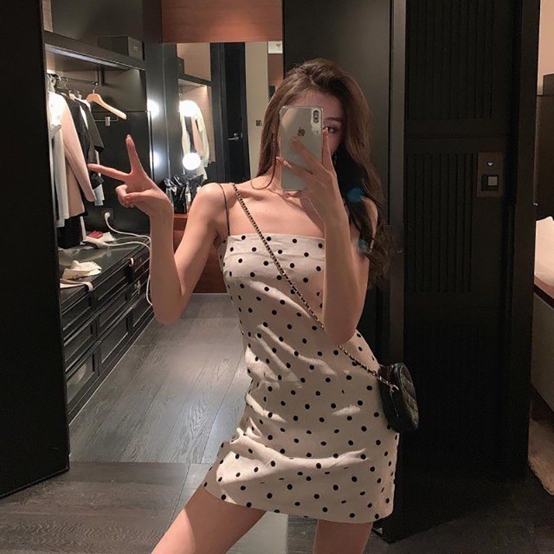吊帶裙女夏季新款甜美連衣裙氣質顯瘦裙子法式復古chic短裙潮-細節圖2