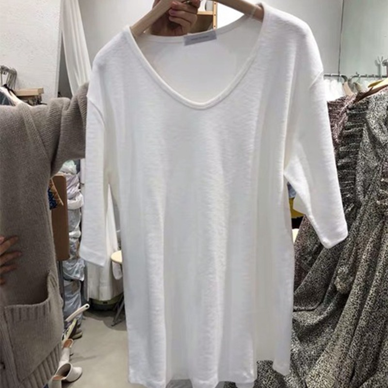 chic港味v領短袖t恤女ins潮寬松韓版bf原宿風學生百搭半袖上衣服-細節圖3