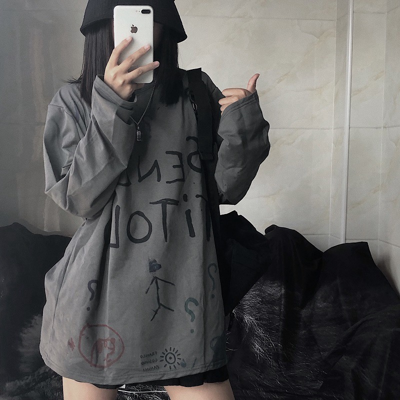 ins超火長袖t恤女春秋新款寬松打底衫韓版潮學生內搭洋氣上衣-細節圖4