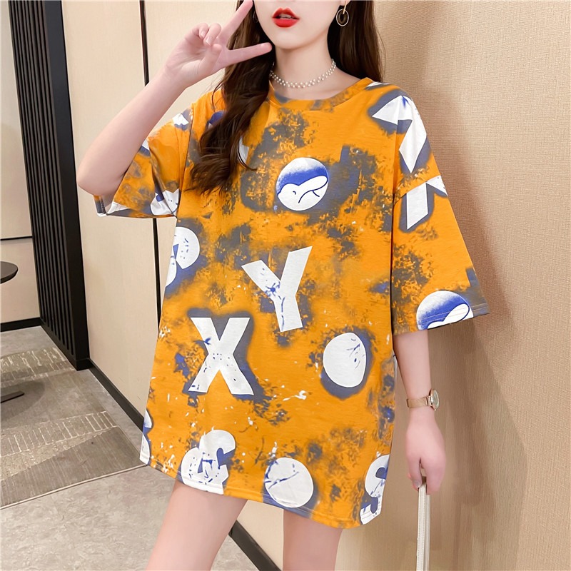 ins超火T恤女夏季新款潮牌字母打底短袖韓版潮原宿BF學生寬松上衣-細節圖2