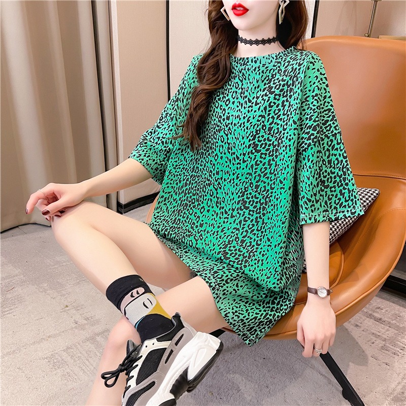 古著復古chic豹紋短袖t恤女寬松韓版ins潮原宿風潮牌炸街半袖上衣-細節圖3