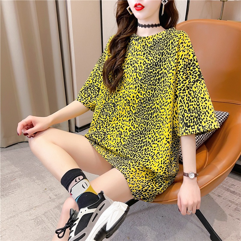 古著復古chic豹紋短袖t恤女寬松韓版ins潮原宿風潮牌炸街半袖上衣-細節圖4
