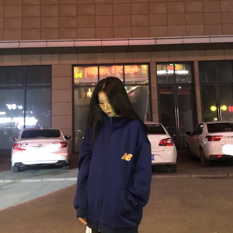 ins超火衛衣女初秋韓版ins潮原宿bf慵懶風學生寬松拉鏈上衣服-細節圖4