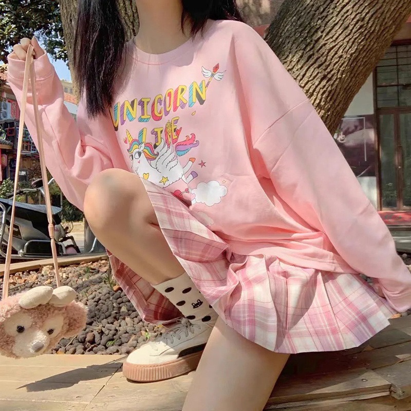 chic港味獨角獸衛衣女春秋韓版潮ins慵懶風bf學生百搭寬松上衣服-細節圖4